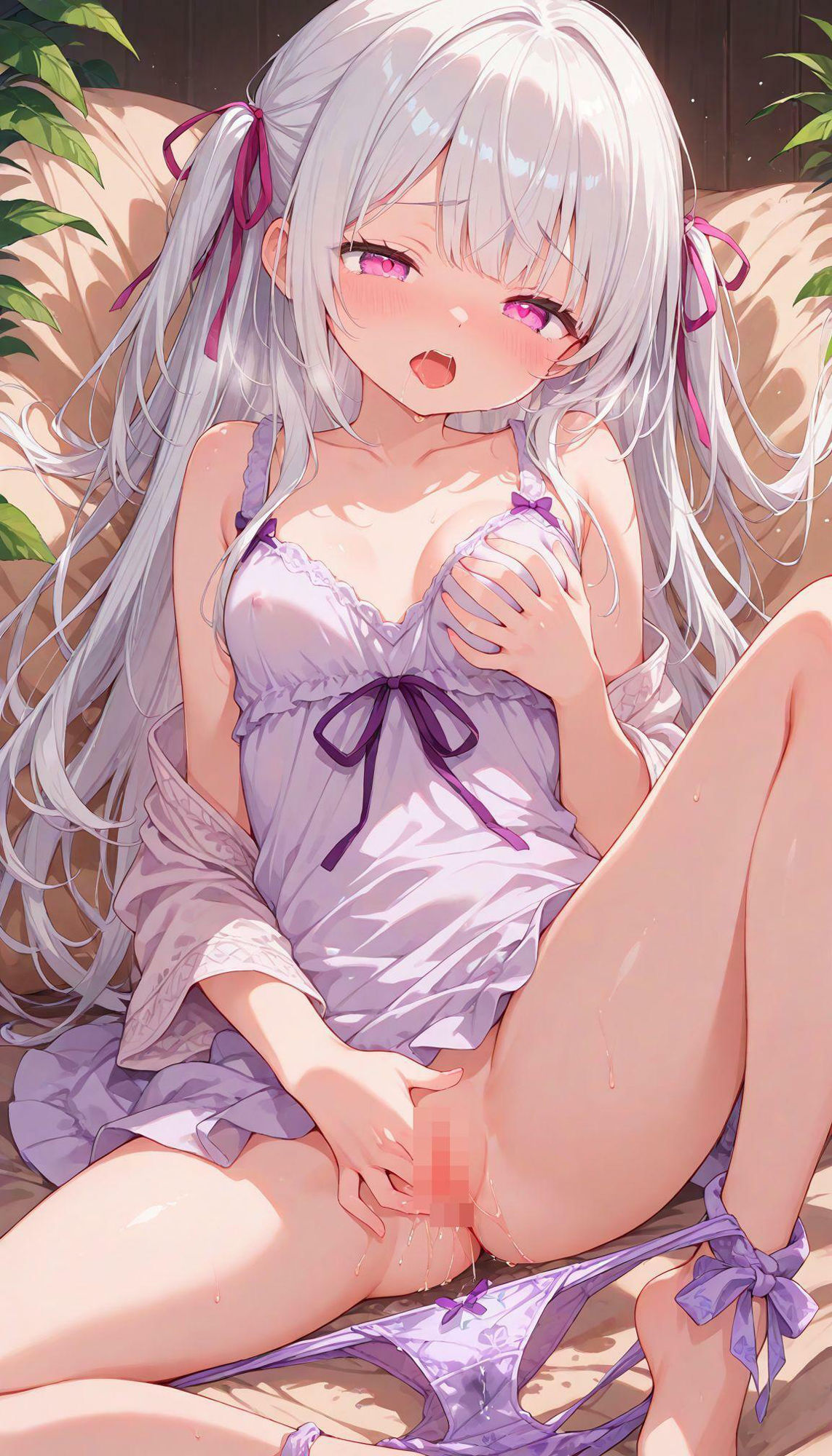 サンプル画像5:AIイラスト ｜ 白髪、自慰 ランダム生成(AIイラストガチャの会) [d_613295]