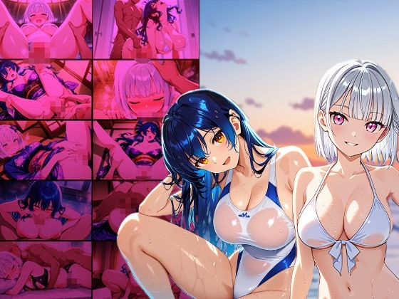 爆乳銀髪×青髪グラドルが専属契約のはずが秘密の種付け撮影【4K】 画像1