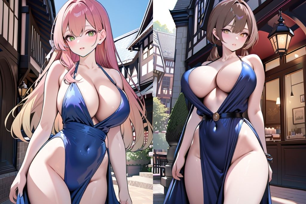巨乳のドレス美女 画像2
