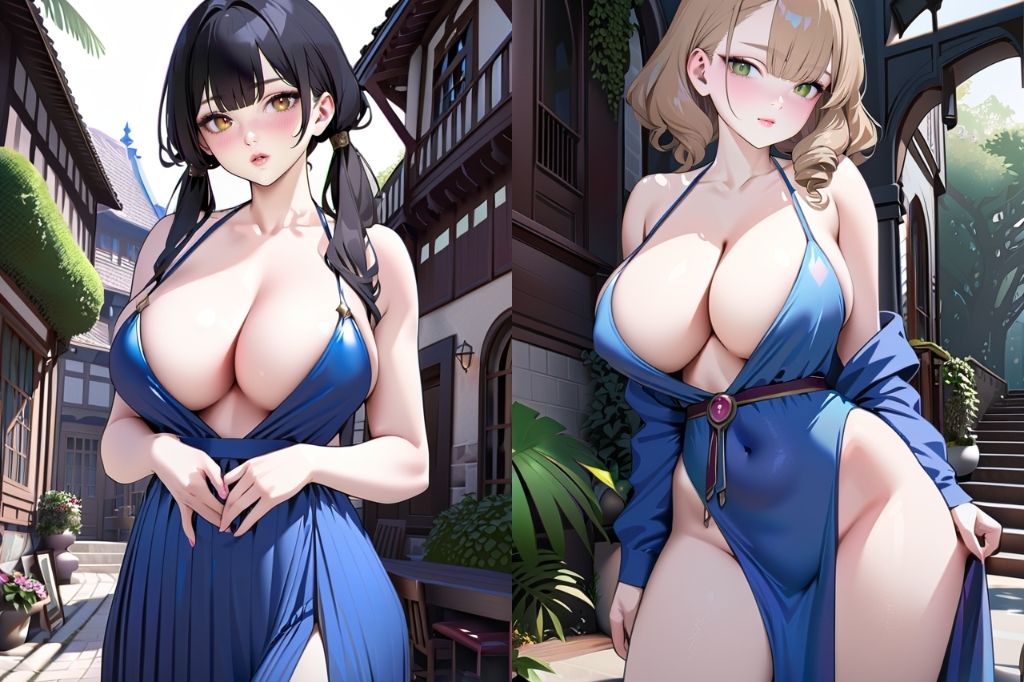巨乳のドレス美女 画像4