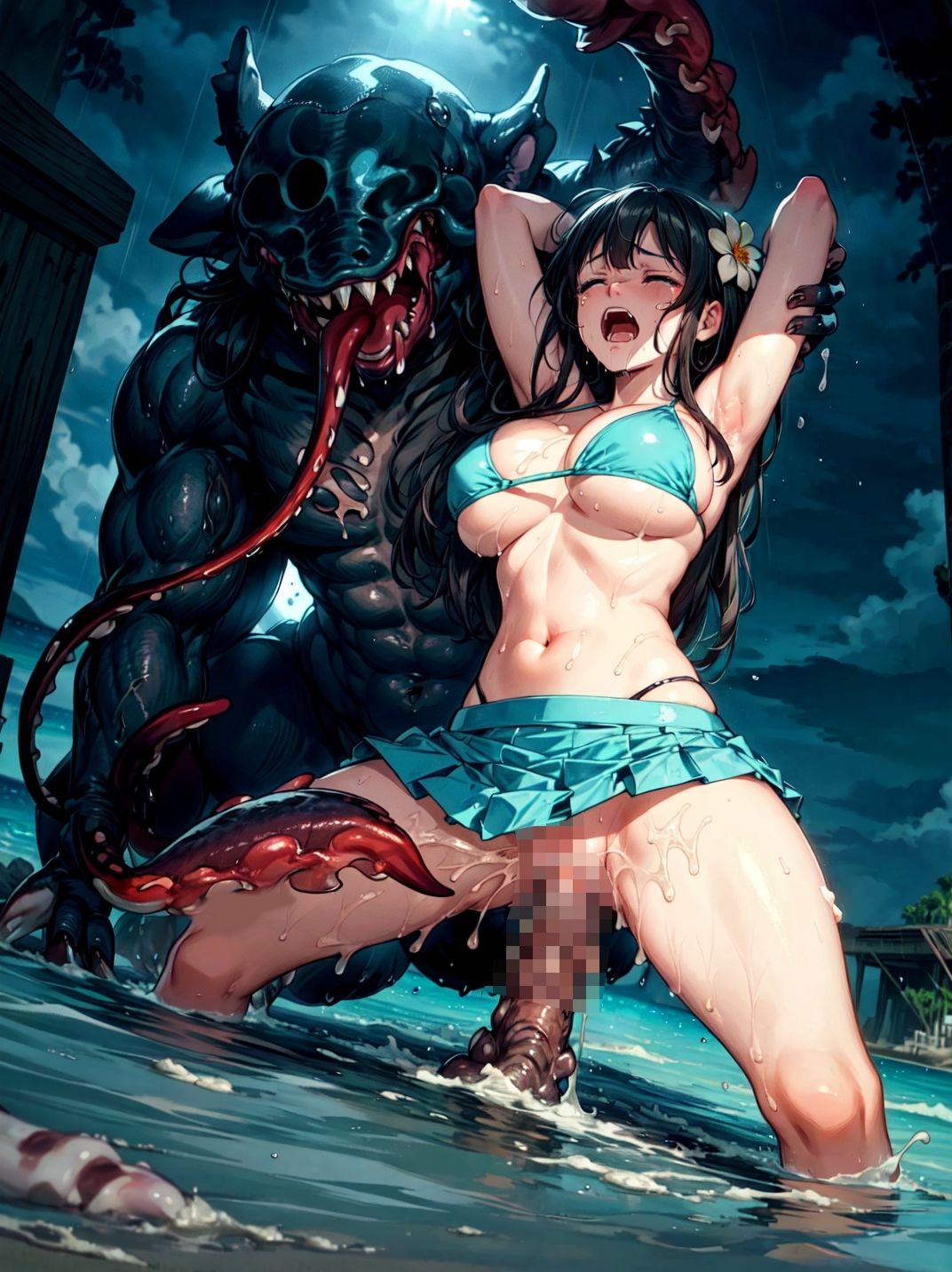 サンプル画像3:仄暗い海で魔物に犯●れた水着美女2(studio1111) [d_613797]