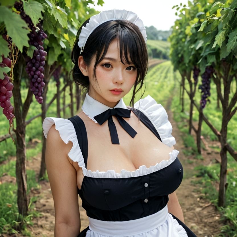 サンプル画像5:ブドウ畑にメイドを呼んだ（セリフなし  AI画像集）(シックススイートナイン) [d_614022]