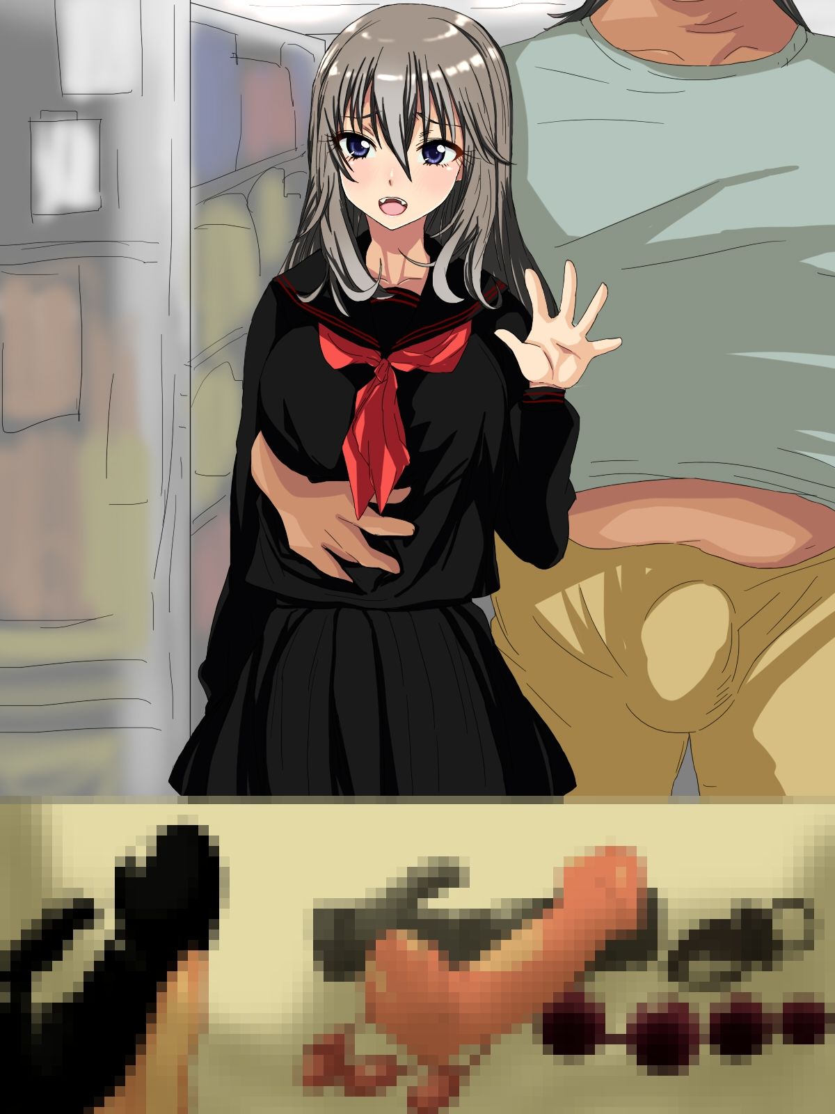 女子校生とホームレスのコスプレエッチ 画像2