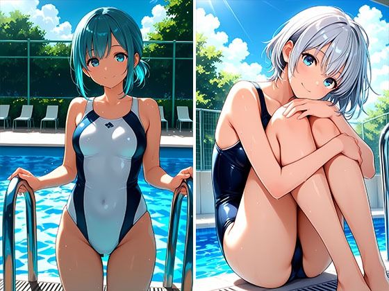 サンプル画像2:4Kイラスト とある水泳部員達のえっちなストレッチ(AI美女学園) [d_614295]