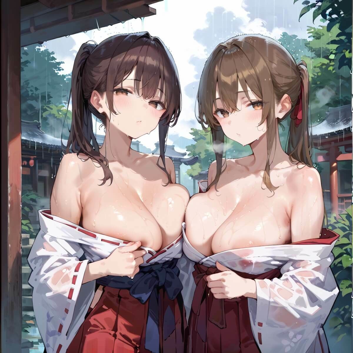 【エロ漫画】通り雨の中の美しき巫女たち7・200枚6