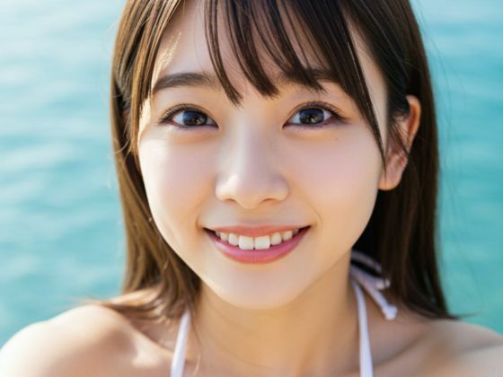 【AI水着美女】白ビキニ彼女と海セルフィーデート 50枚