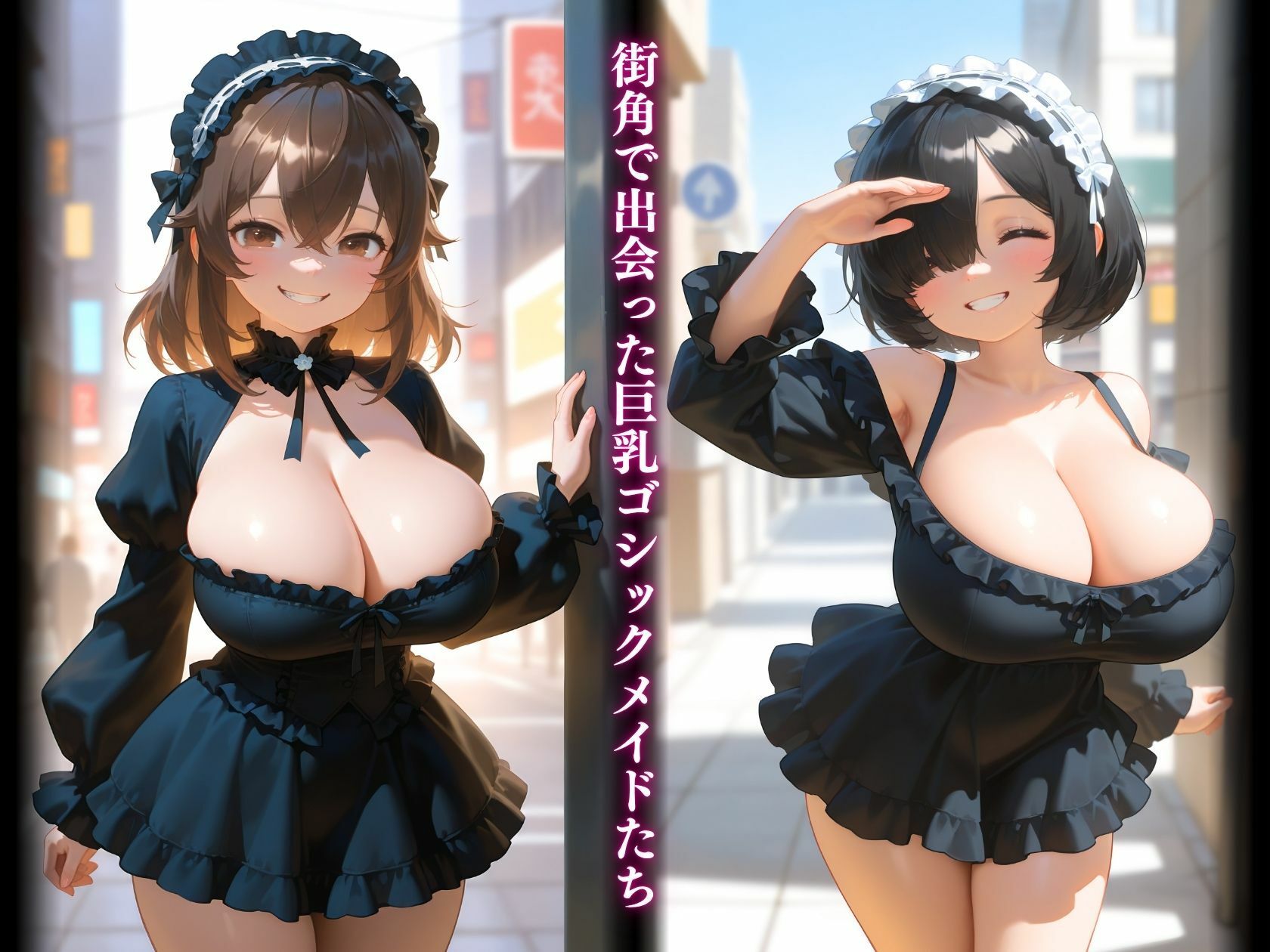 巨乳ゴシックメイドたち揉みしだかれて絶頂強く揉んじゃダメ… 画像1
