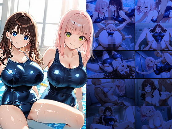 爆乳ピンク＆茶髪ダブルカラースク水美少女孕ませ教育【4K】 画像1
