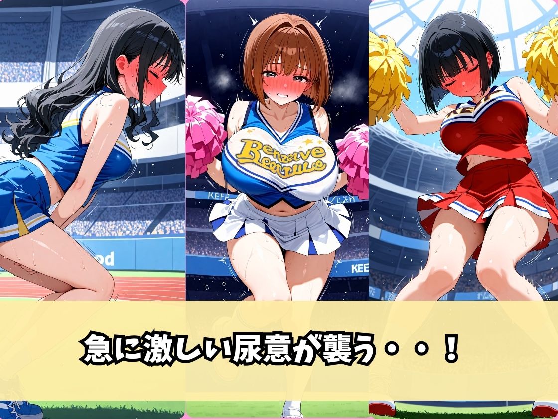 サンプル画像2:我慢失敗！観客前での絶望おもらし〜チアガールたちの汗と涙とおしっこ〜(お下品おしっこくらぶ) [d_615557]