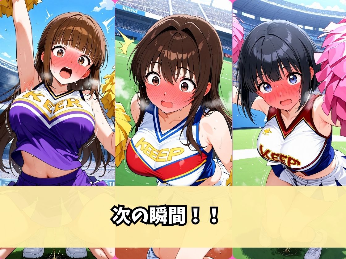 サンプル画像3:我慢失敗！観客前での絶望おもらし〜チアガールたちの汗と涙とおしっこ〜(お下品おしっこくらぶ) [d_615557]
