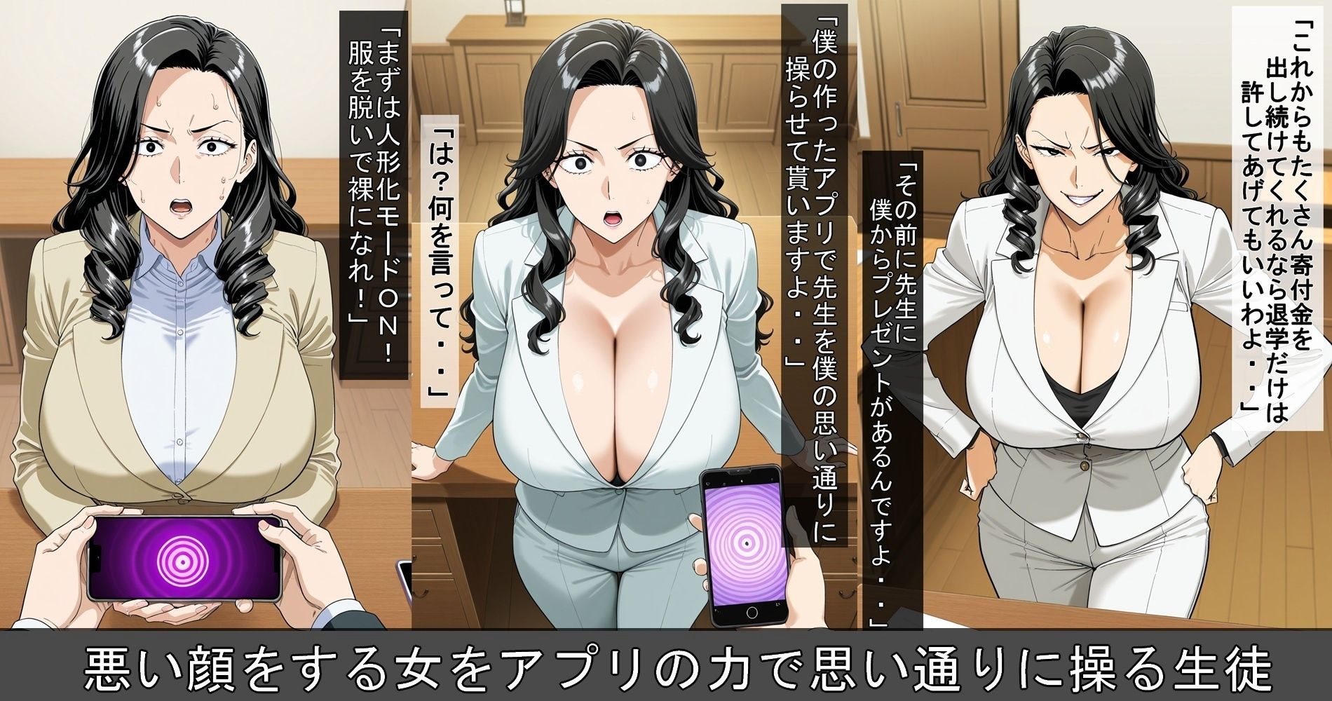 サンプル画像2:性悪女学園長に怪しいアプリで復讐(豚鬼オーク@AIイラスト) [d_615678]