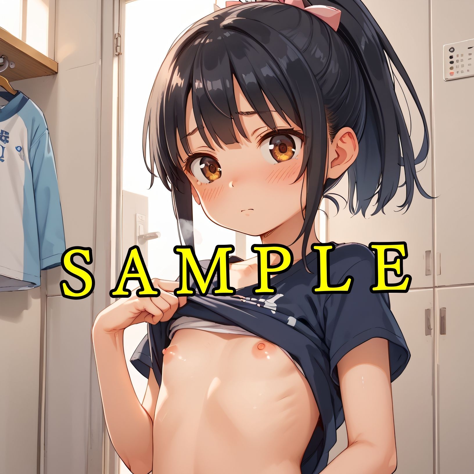 混浴温泉  脱衣所  パンティ＆ちっぱい  黒髪少女 wa10_seシリーズ まめまめクリ子2D エロ画像5