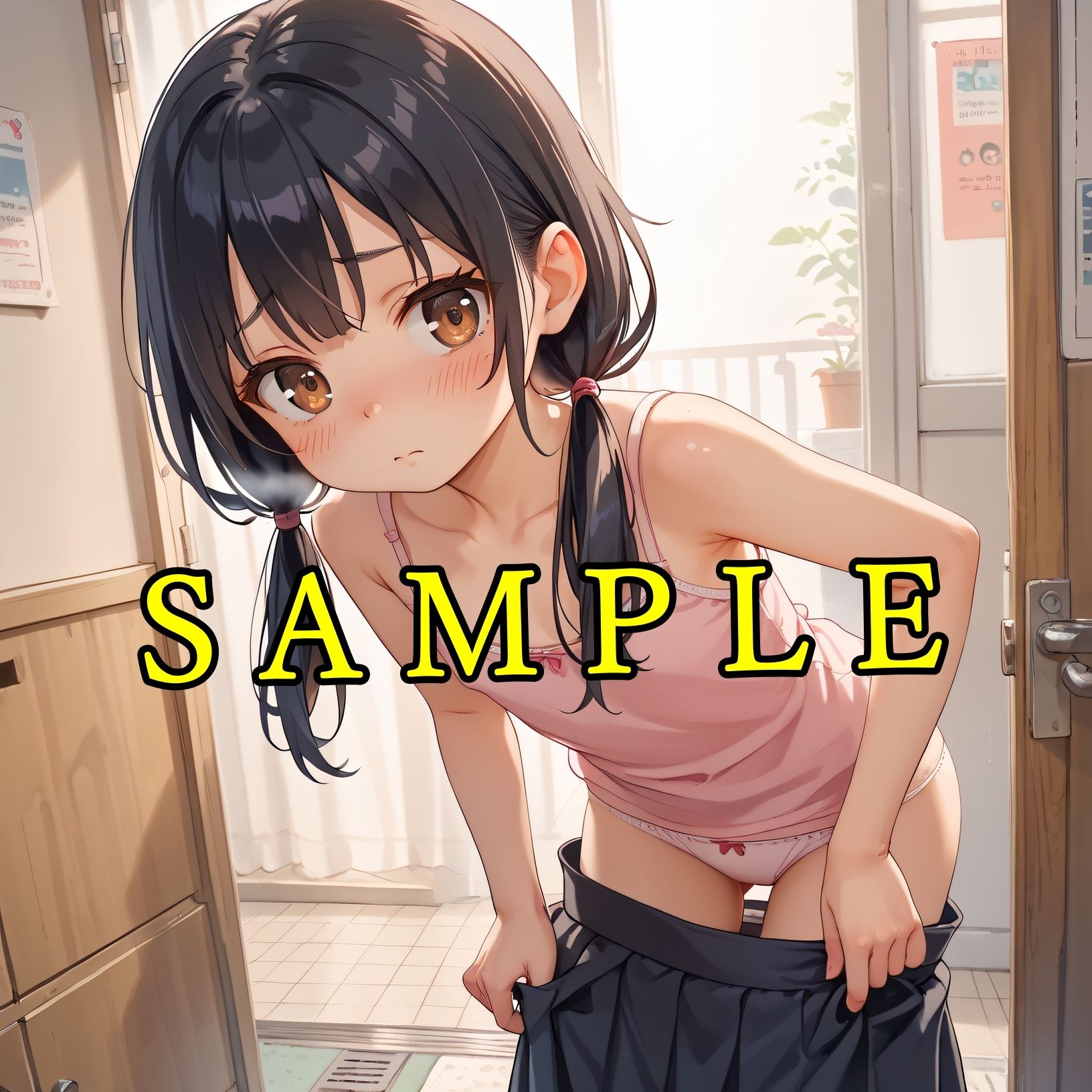 混浴温泉  脱衣所  パンティ＆ちっぱい  黒髪少女 wa10_seシリーズ まめまめクリ子2D エロ画像7