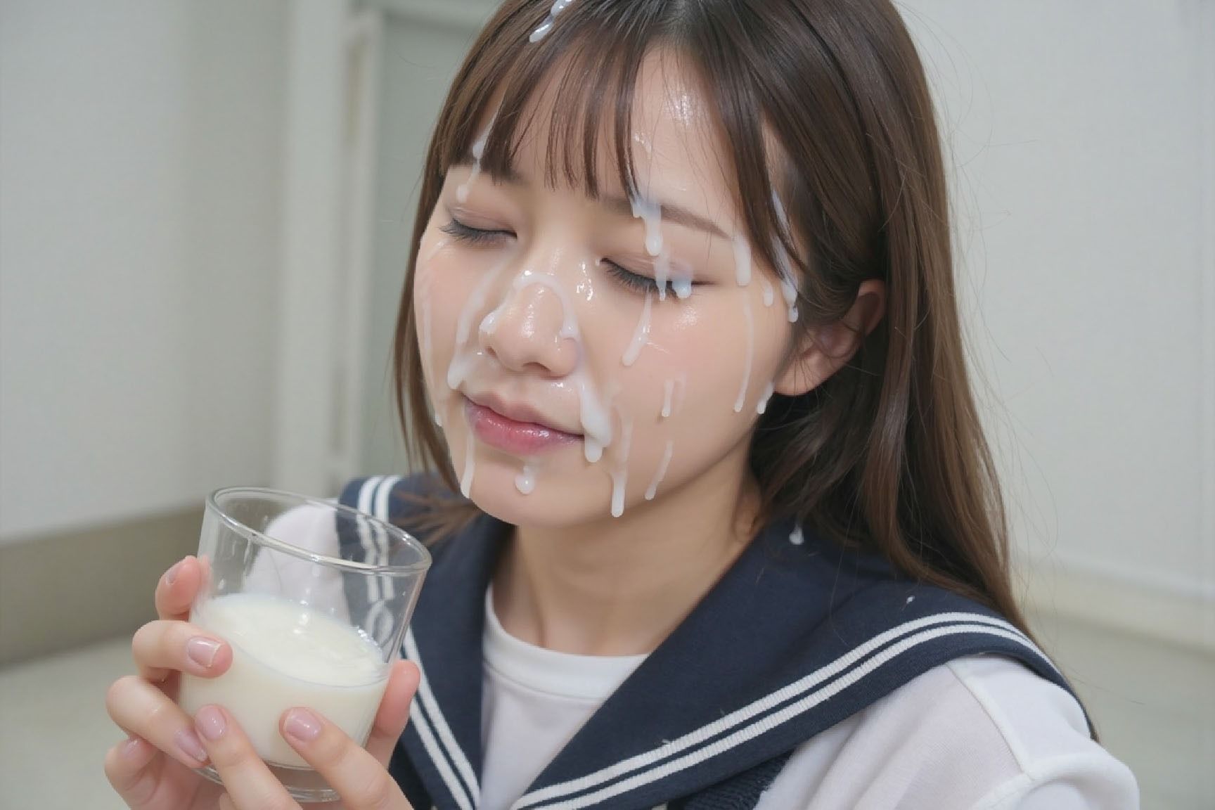 サンプル画像5:可愛いJKの顔面にひたすらザーメンぶっかけ！5(BiND！ – Bukkake is Not Dead！) [d_616359]