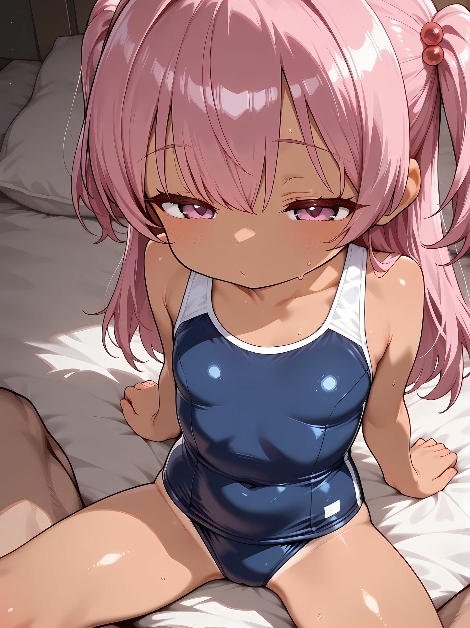 サンプル画像2:ちっぱいの妹達の日焼け跡に興奮してエッチした 「お兄ちゃん我慢できないからって外に出しすぎないで」(nes_aiart) [d_616360]