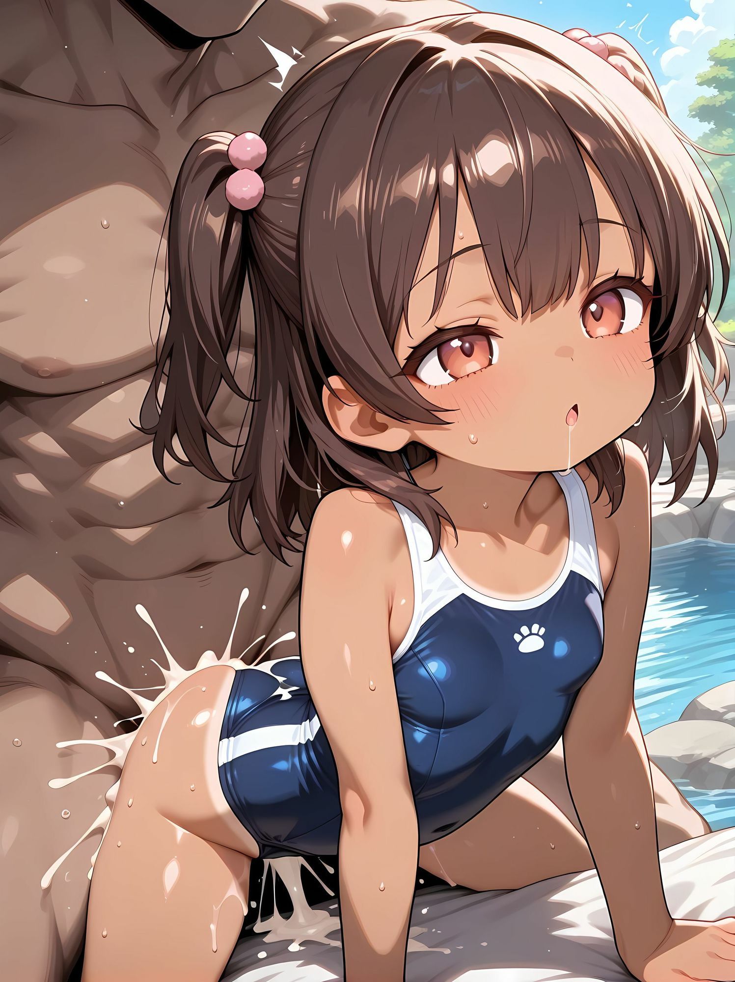 サンプル画像5:ちっぱいの妹達の日焼け跡に興奮してエッチした 「お兄ちゃん我慢できないからって外に出しすぎないで」(nes_aiart) [d_616360]