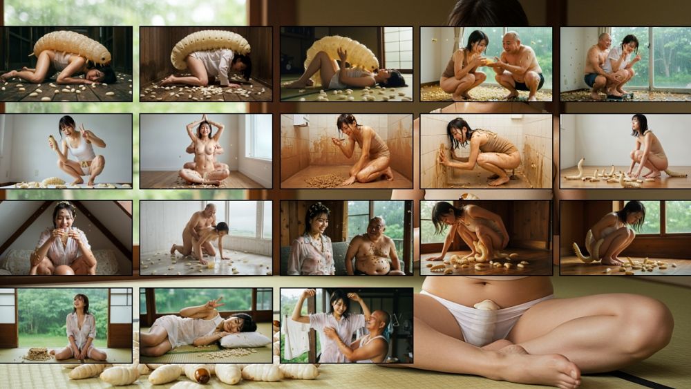 サンプル画像4:濡れた衣に蟲の蠢き  AI画像165枚 / 動画16本(夜光奇蝶) [d_616596]