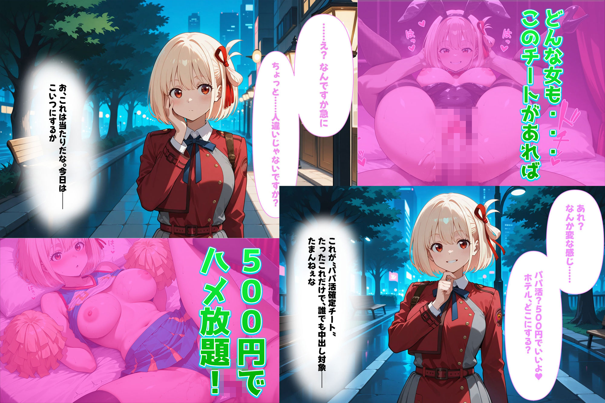 サンプル画像1:500円でパパ活確定チート〜ワンコインで美少女と即ラブホ！中出し孕ませ確定援交〜［錦木千●編］［CG500枚］(あいらん堂) [d_617128]