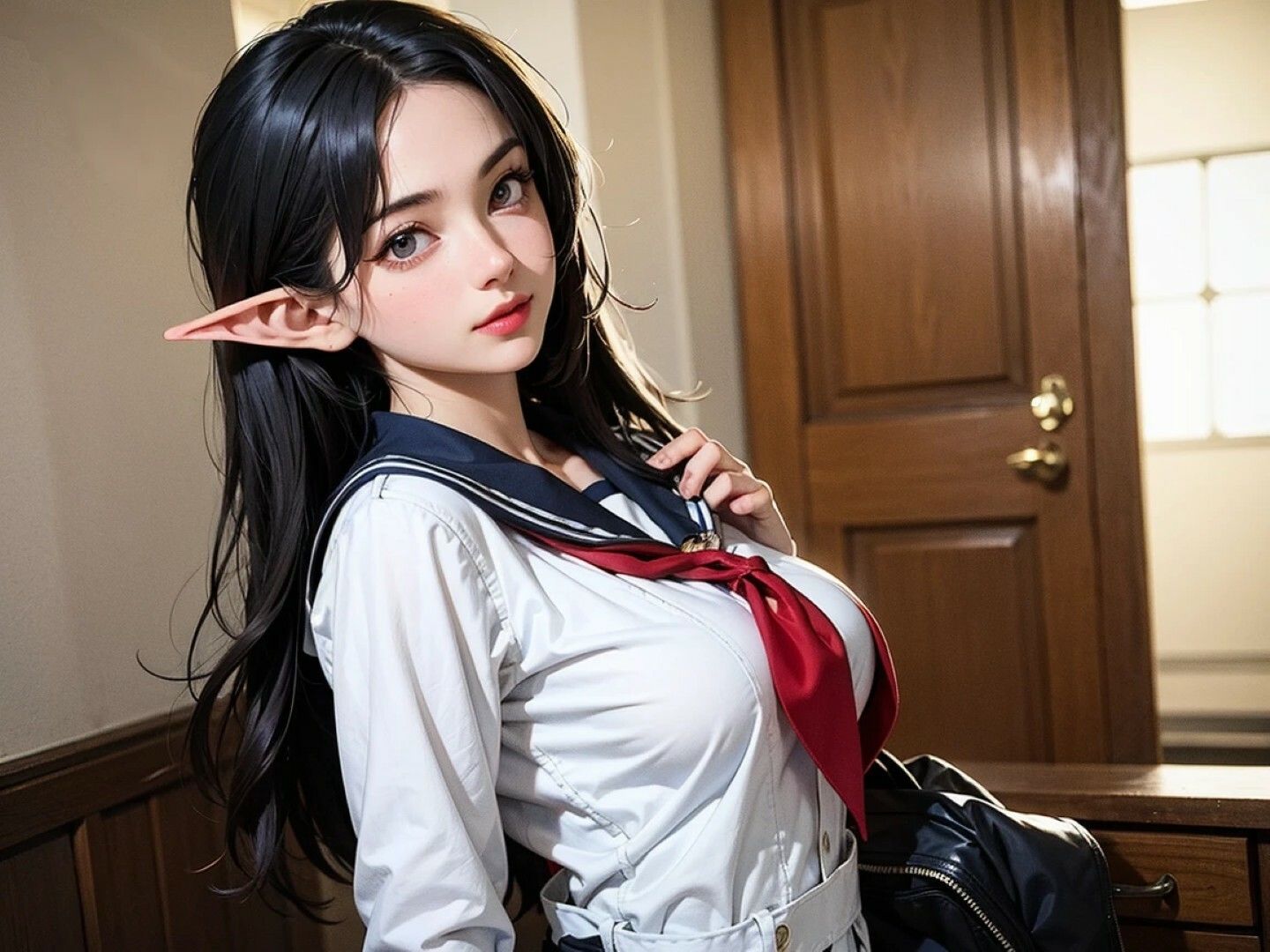 サンプル画像1:黒髪ロングエルフのエッチなイラスト集！(幻創機関) [d_617467]