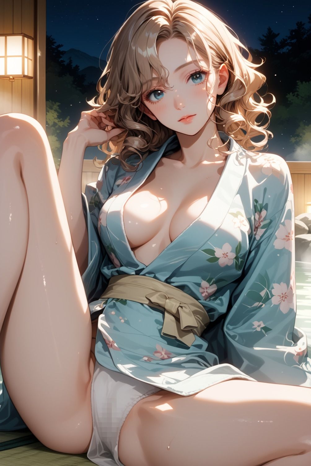 ハーフ彼女と温泉中出しSEX 画像1