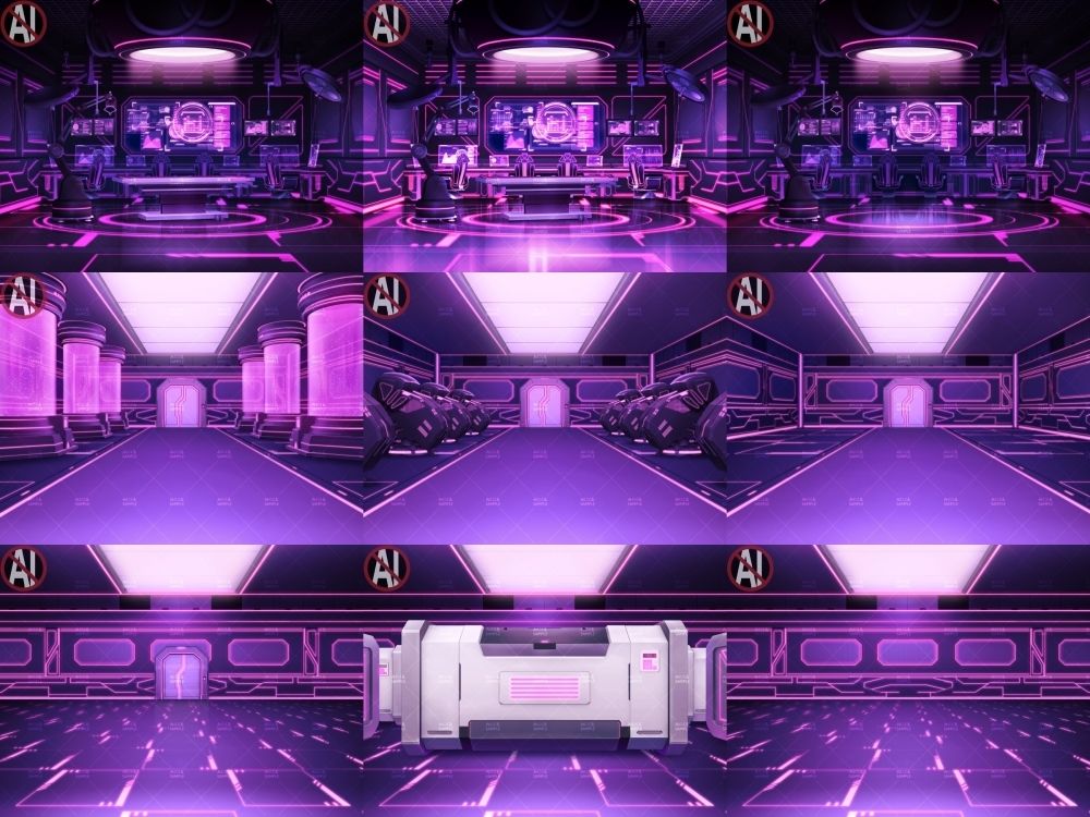 SF/サイバー風背景7点＋差分＋小物 合計31点のおまとめパックです。 | Baked Strontium