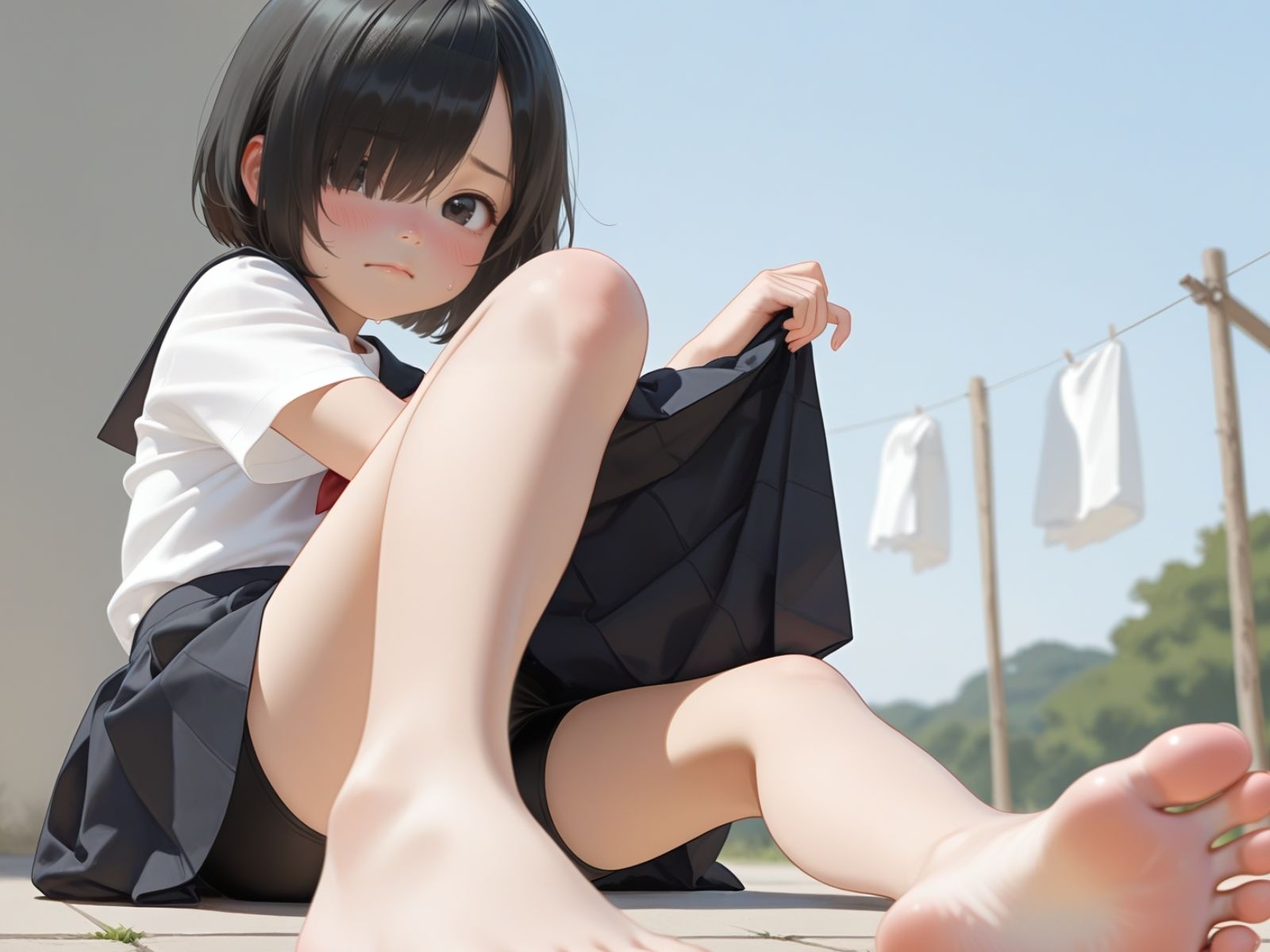 野外で生着替えもろ見えおまんこ3