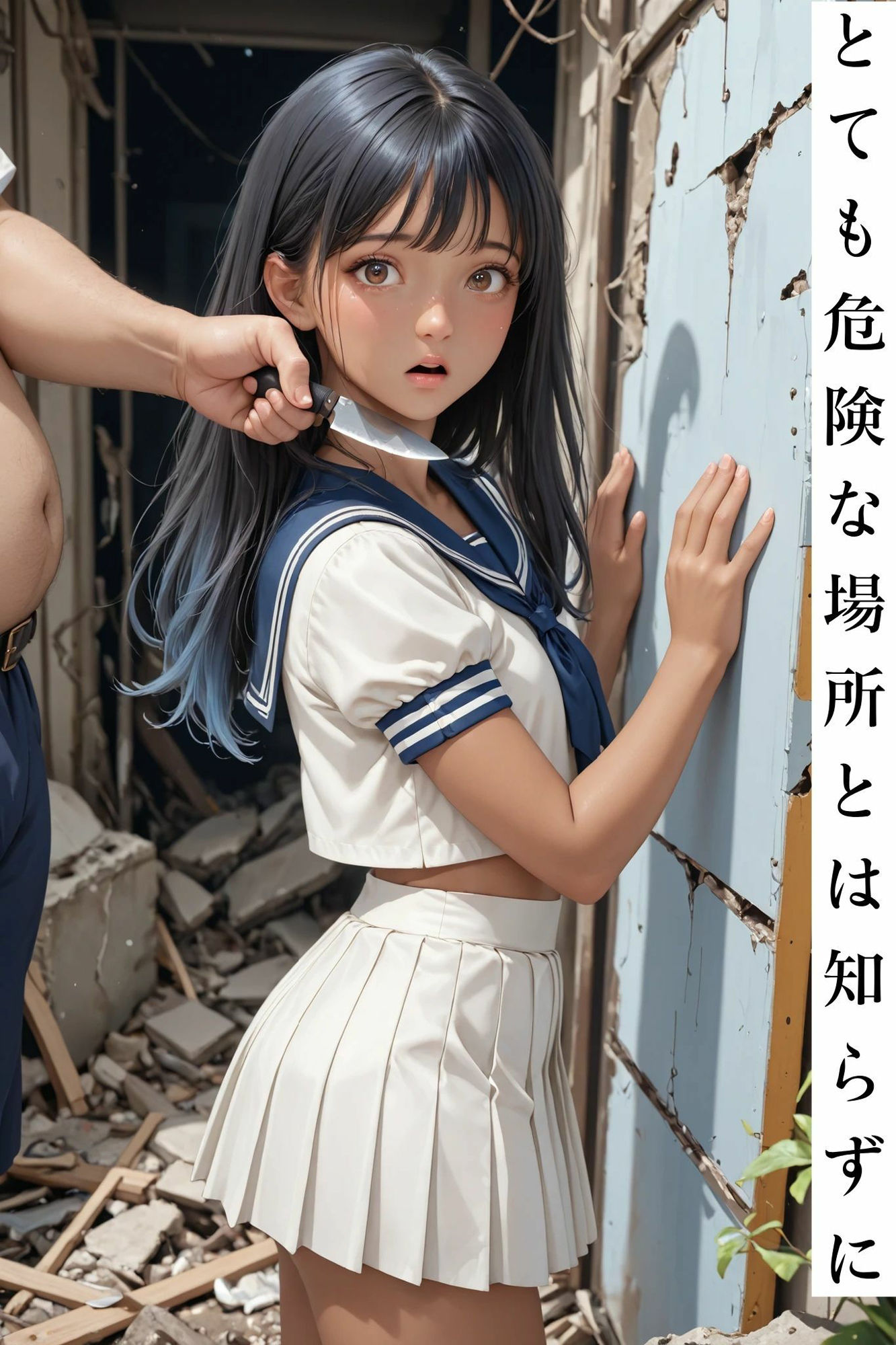 日焼け少女が廃墟で 画像2