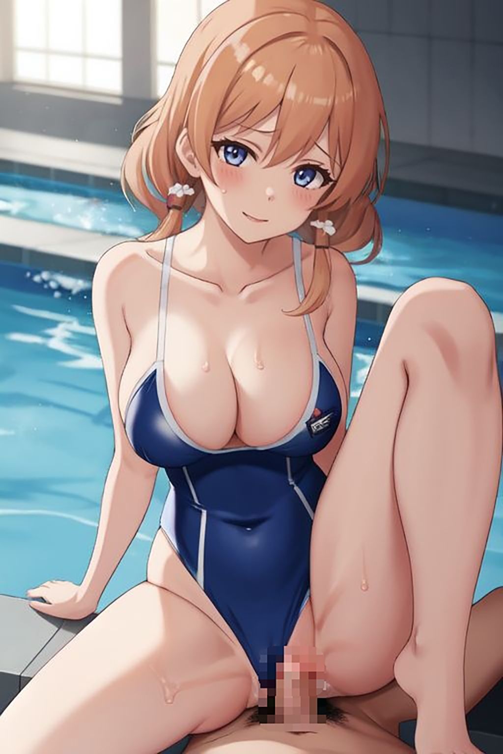 水泳部女子達がチ○ポをスク水騎乗位でザーメンまみれのオマ○コ水泳大会 画像2