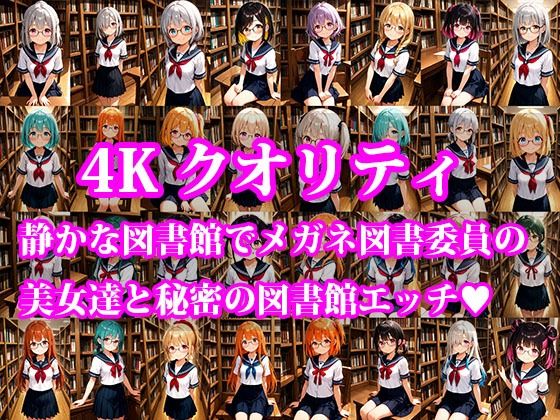 メガネ図書委員美女と秘密の図書館エッチ ちっぱいver 画像1