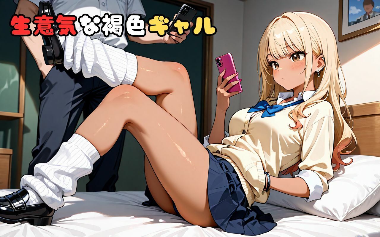 サンプル画像1:生意気な白ギャル＆褐色ギャルに制裁エッチ(エロ父) [d_619157]