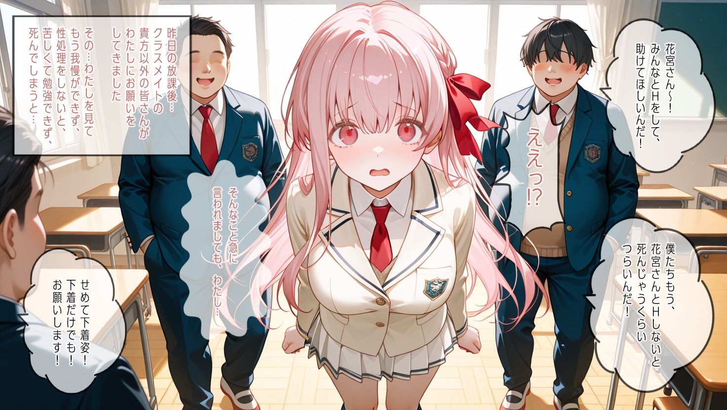 サンプル画像2:学校一の美少女聖女ちゃんにみんなでHなお願い（※学校を休んでいた僕以外が）してみた(DONDONBLUE) [d_619208]