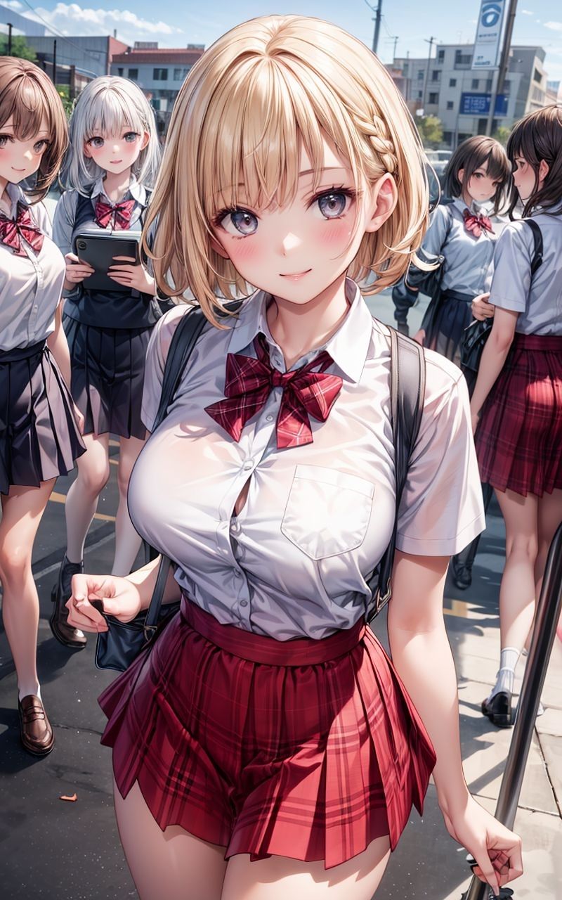 サンプル画像1:グラビア＆裏画像 JKアイドル 星野ななみ 赤制服バージョン(AIらぼんぬ) [d_619592]