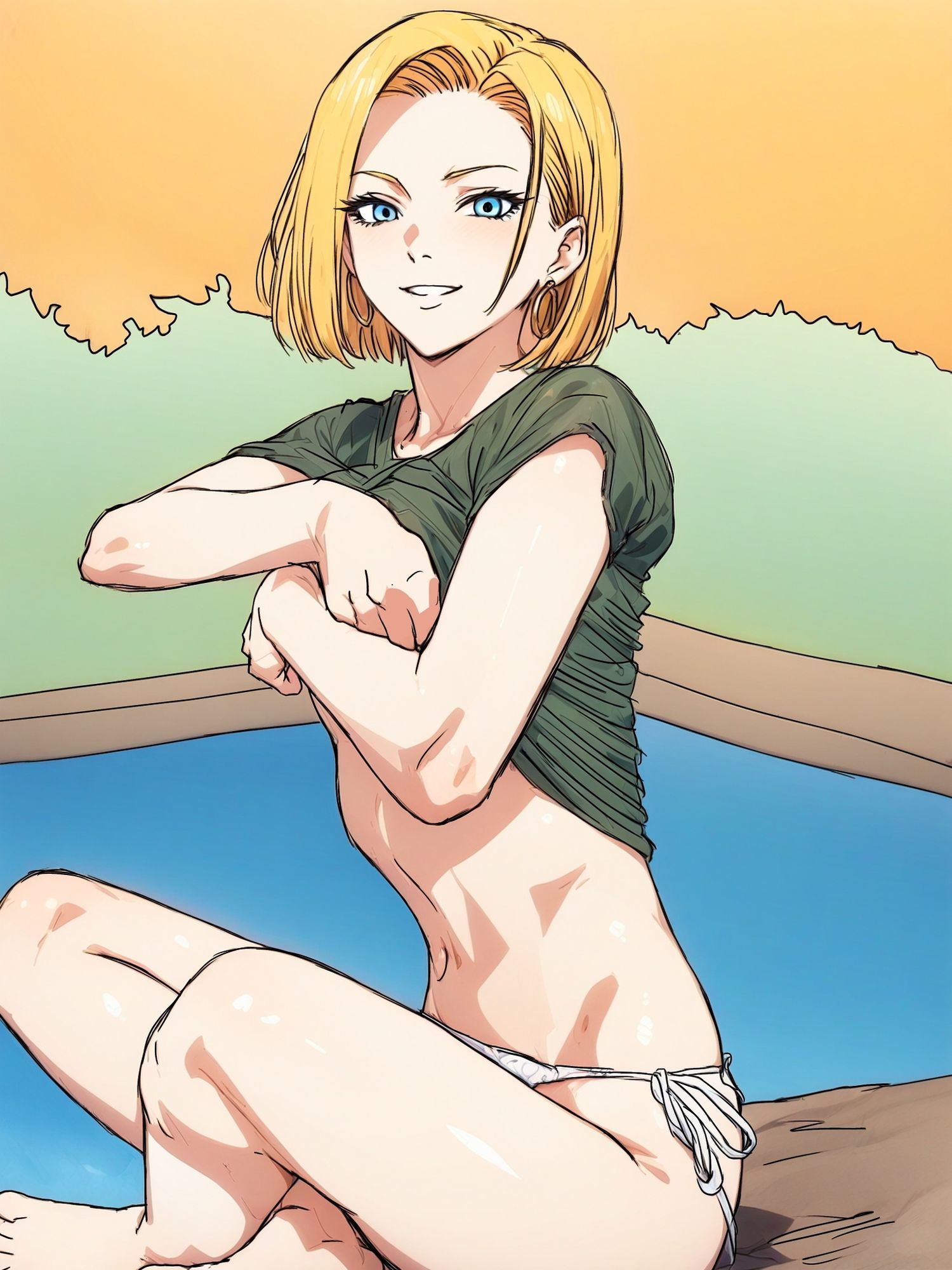 サンプル画像1:プールサイドの18号さん似(Urarok) [d_619806]