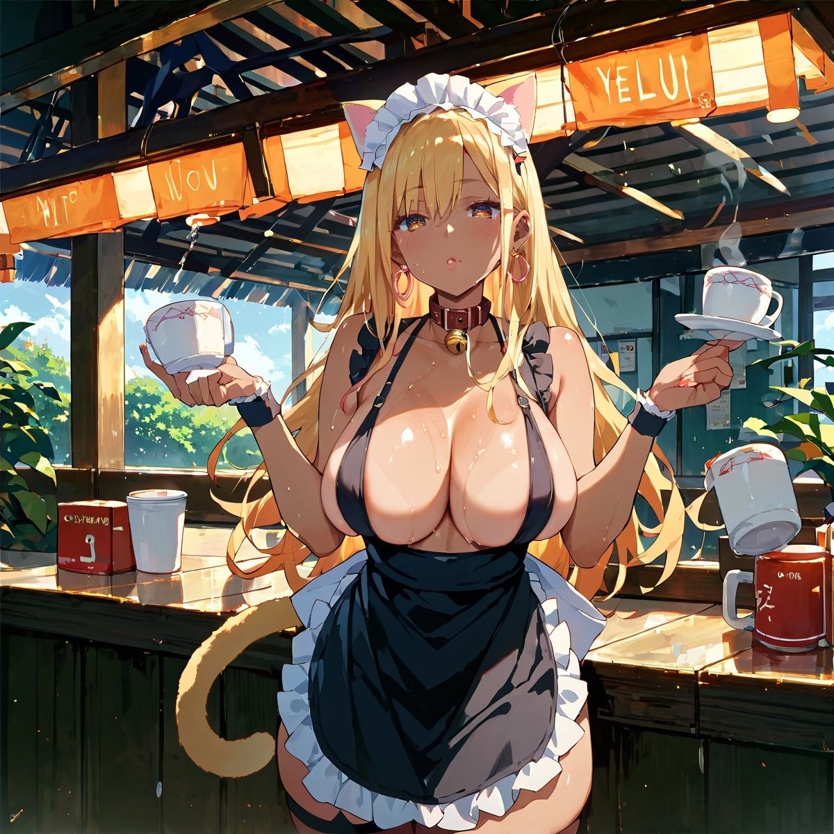 サンプル画像5:巨乳黒ギャル猫耳メイドH！Vol.3(推しの王女様) [d_619873]