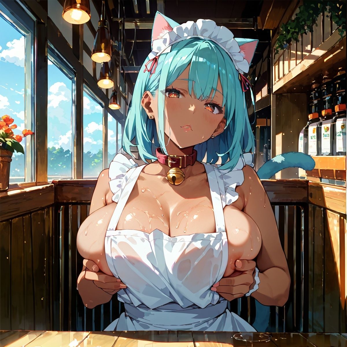 サンプル画像6:巨乳黒ギャル猫耳メイドH！Vol.4(推しの王女様) [d_619881]