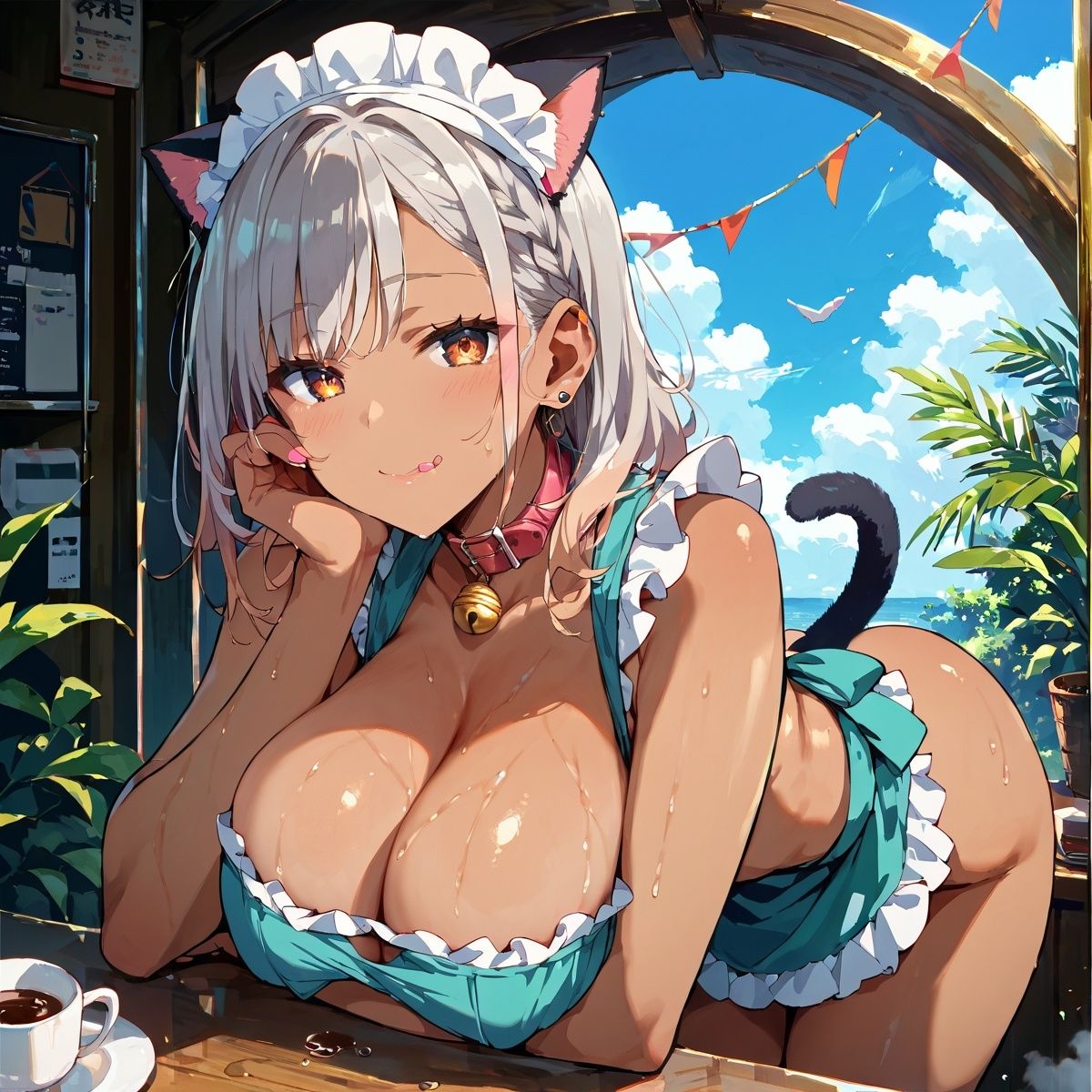 巨乳黒ギャル猫耳メイドH！Vol.6 画像8