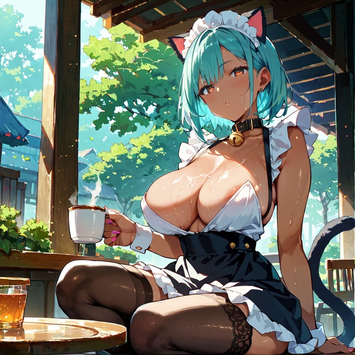 サンプル画像2:巨乳黒ギャル猫耳メイドH！Vol.7(推しの王女様) [d_619921]