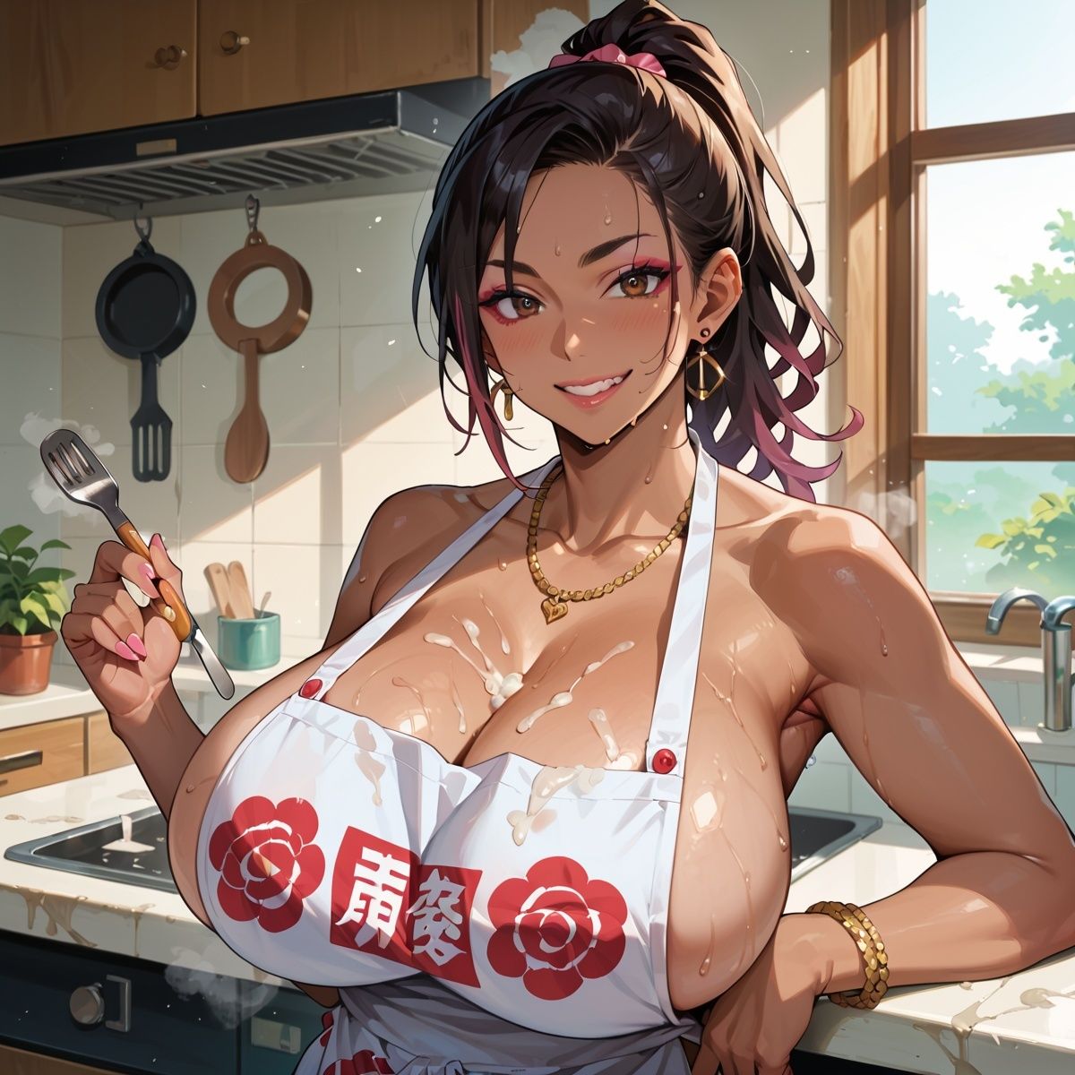 黒ギャル＆裸エプロン！Vol.62