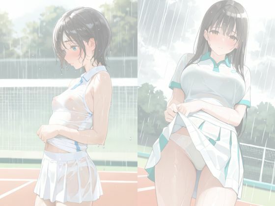 サンプル画像4:びしょ濡れ美女図鑑 ＃9 テニスウェア編(ももいろクレヨン) [d_620358]