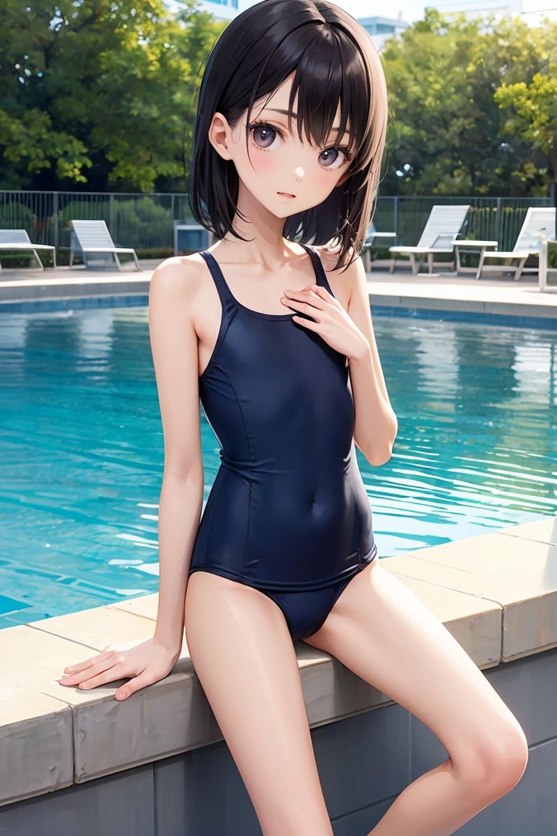 スリム貧乳ちっぱいスク水ヌード3
