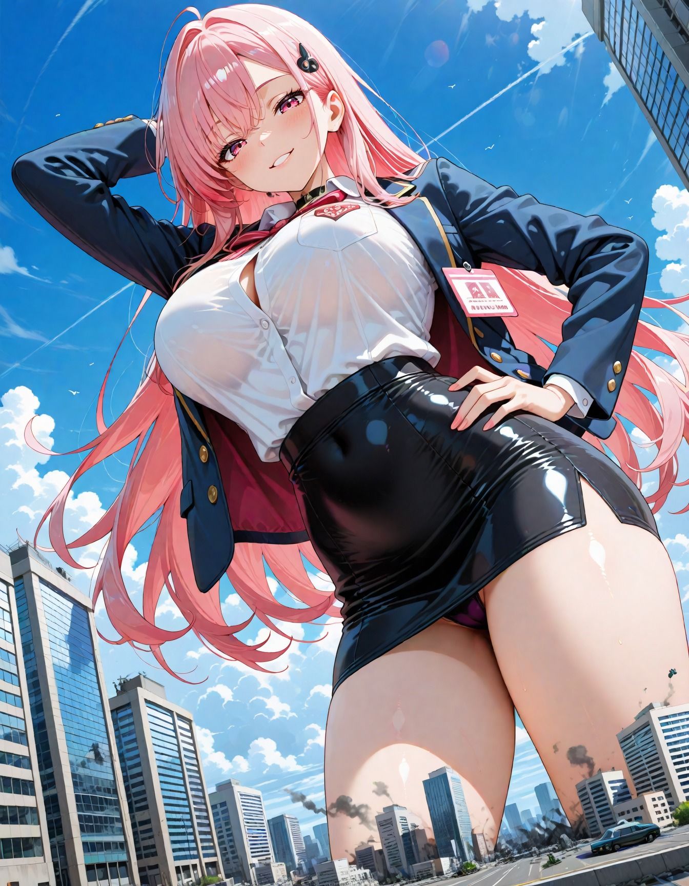 巨大娘、目覚めた街で踏み出す第一歩。 画像6