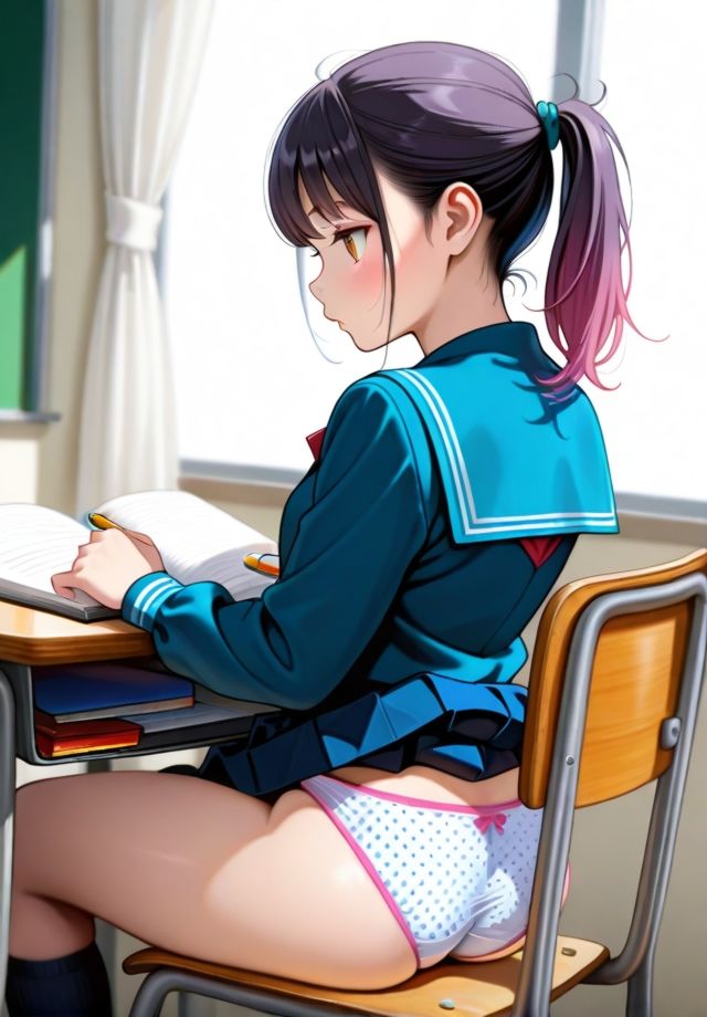 前の席の女子のスカートが捲れ上がっているのだが…。 画像9