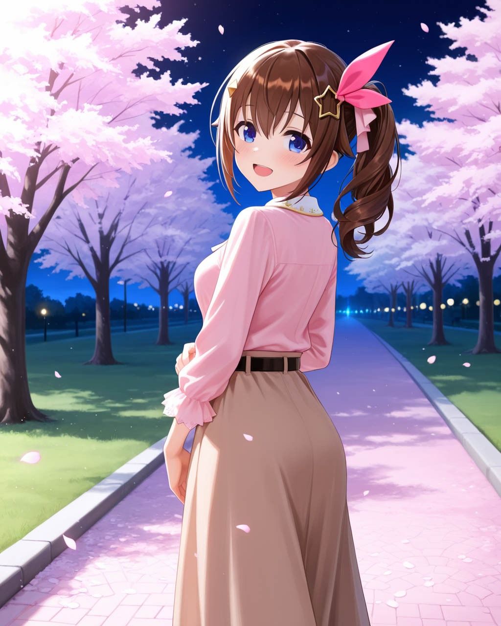 そ〇ちゃんと夜桜デートと野外エッチ 画像1
