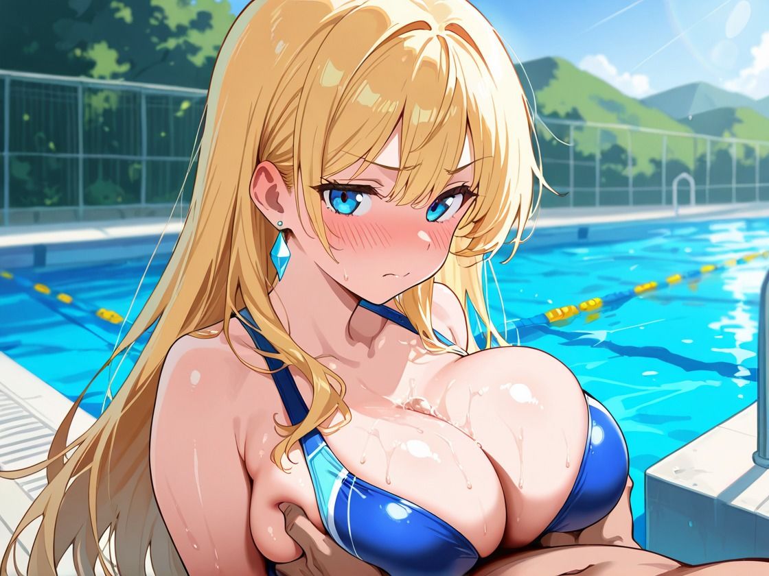 水泳部ギャル中出し性教育 巨乳Xスク水X金髪 画像2