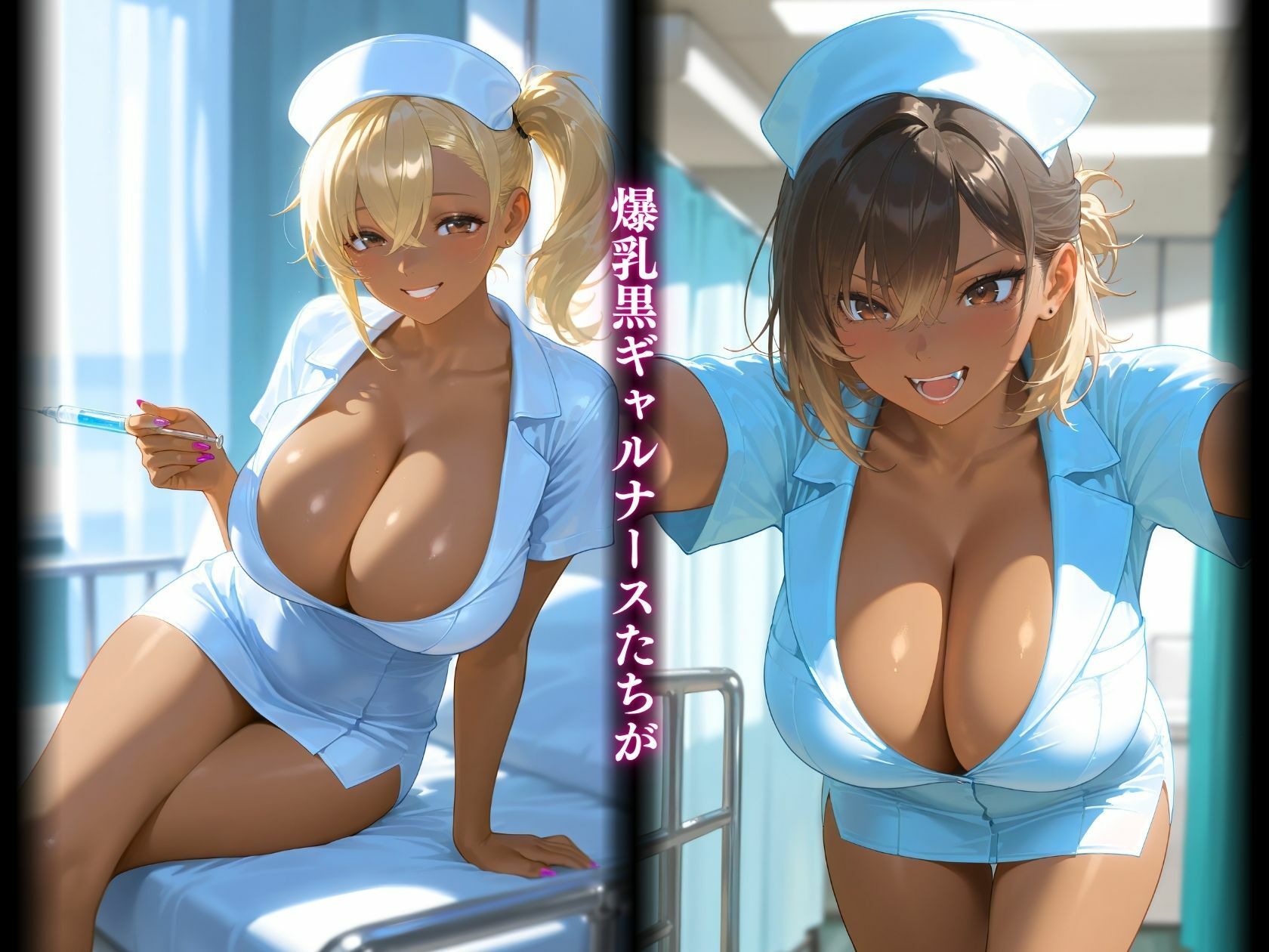 爆乳すぎる黒ギャルナース 画像1