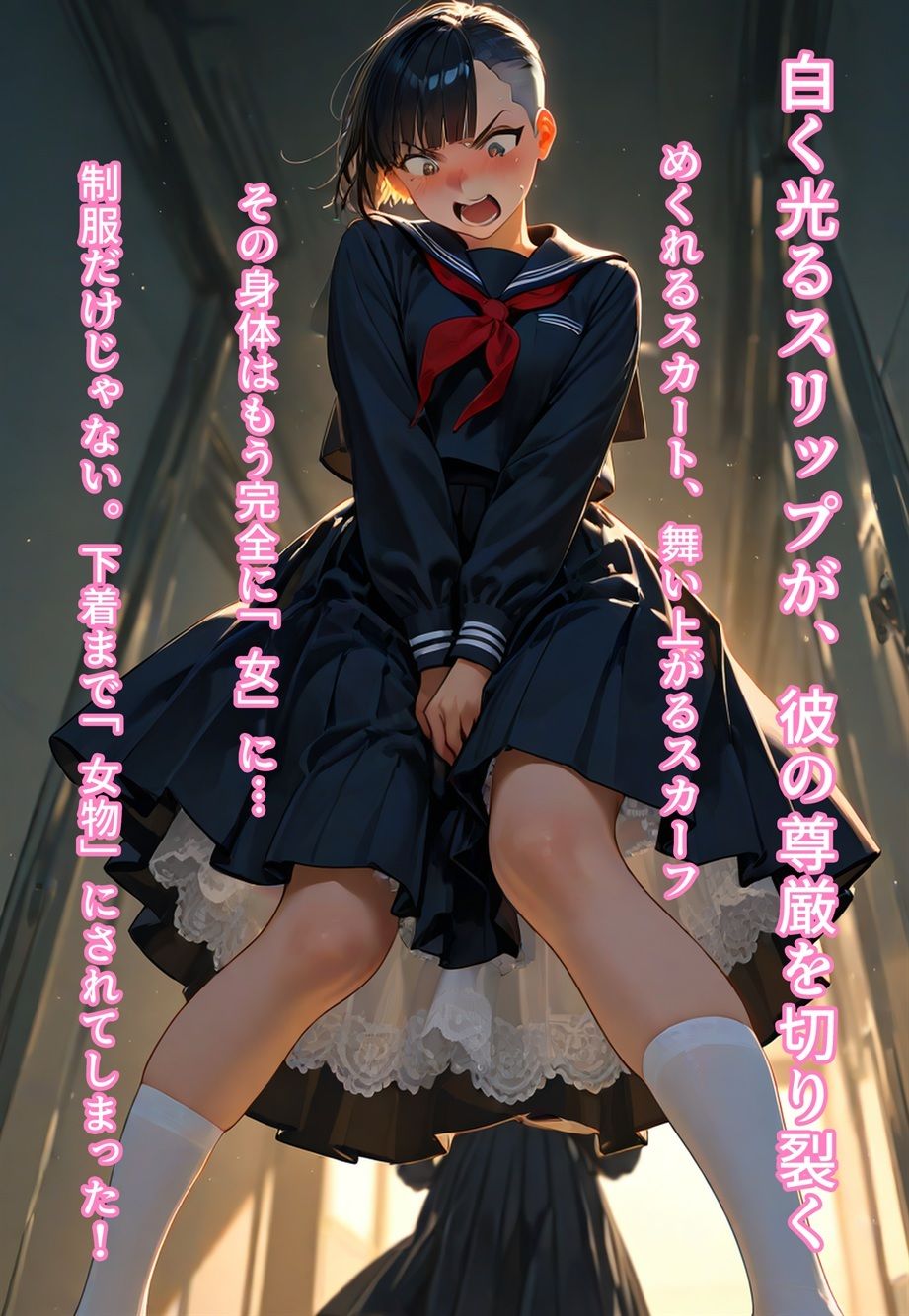 サンプル画像3:全校女体化★100円画集 〜セーラー裁きの舞台裏〜(真城の秘宝館) [d_622173]