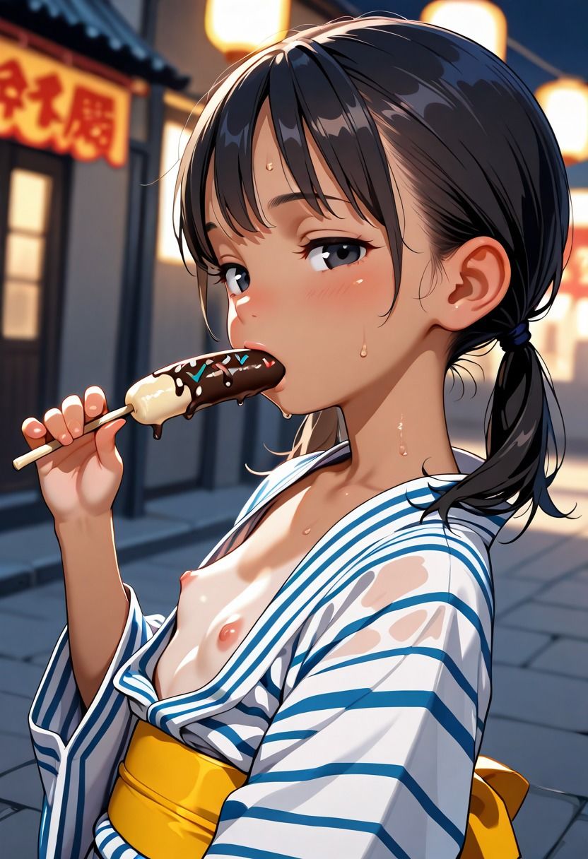 サンプル画像4:浴衣少女【日焼け跡×浴衣】夏祭りの最中に大胆SEX！(ぽこにいと) [d_622212]