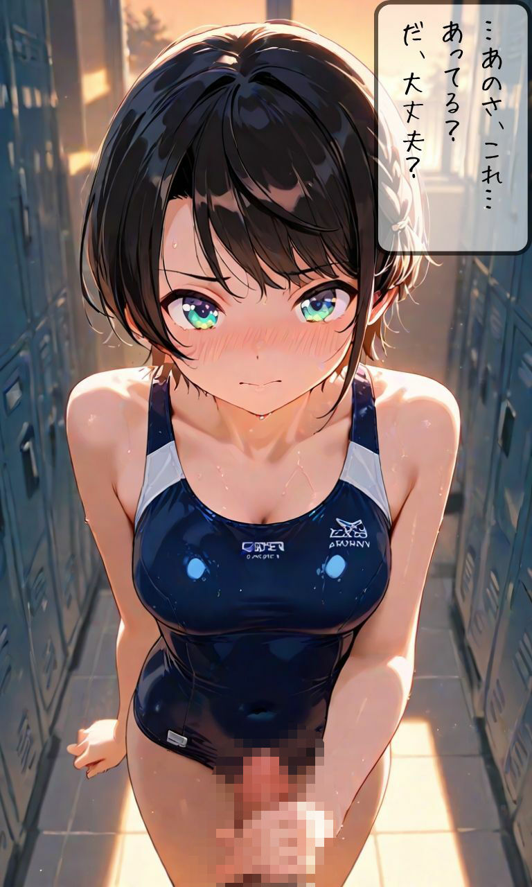 サンプル画像4:大空〇バル  放課後のスク水いちゃらぶえっちCG集（セリフあり）(夕焼けAI@競泳水着) [d_622315]