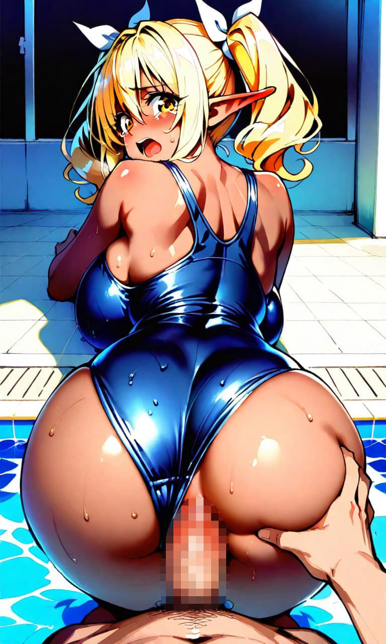 サンプル画像3:スク水巨乳ダークエルフちゃん(シコリンダー) [d_622486]