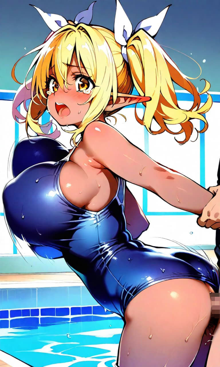 サンプル画像4:スク水巨乳ダークエルフちゃん(シコリンダー) [d_622486]